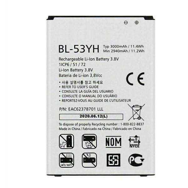 3000mAh LG Cell Phone Battery Naked BL 53YH LG G3 D855 Battery 3.8V