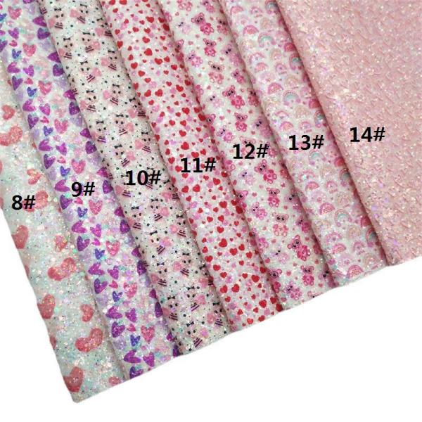 Impressão rosa PU de couro poliuretano Glitter Dia dos Namorados Forma de amor Gretel