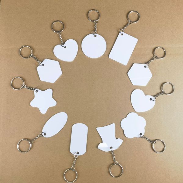 Double Sided Sublimation Metal Keychain Customized Aluminum Key Ring Blanks