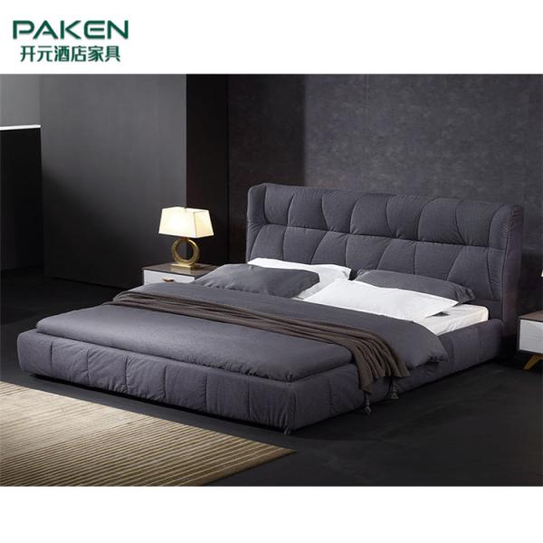 Customize Modern Villa Furniture Bedroom Furniture&Concise Style Bed With Dark Grey Color