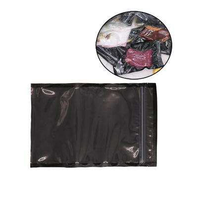 SGS Fresh Food Black Zipper Vcuum Bags 5mm Food Packaging Vacuum Pouches