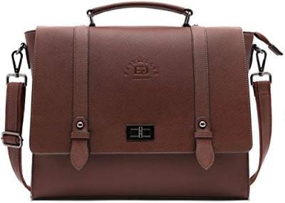EASEGAVE WOMEN'S 17 INCH LAPTOP BRIEFCASE, VINTAGE PURPLE SAFFIANO ECO-LEATHER, MULTI-COMPARTMENT, 3 LB WEIGHT CAPACITY