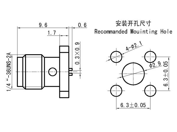 SMA Female RF Coaxial Connector – Flange Mount, Stainless Steel, 18GHz Frequency Durability