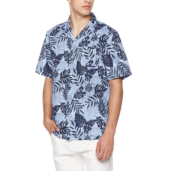 Printed Linen Mens Short Sleeve Tropical Shirts OEM Business Casual Hawaiian Shirt