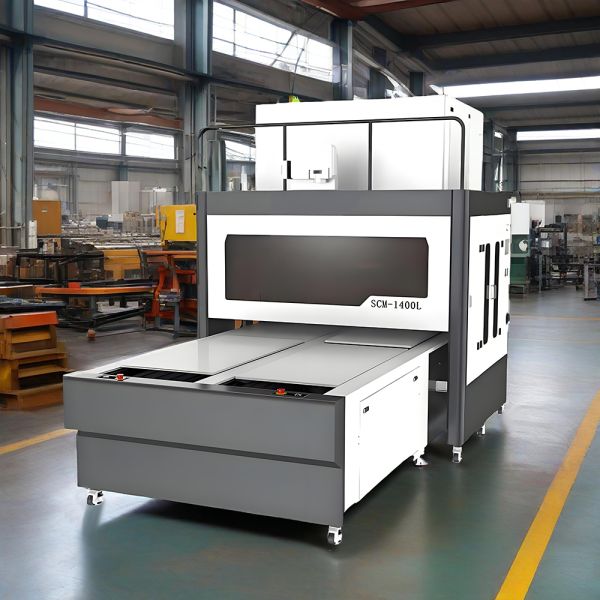 Dynamic Focus SCM1400L 3D Laser Engraving Machine for Denim Leather-Four 1300*600mm Exchange Tables AI/BMP Format-for Cloth