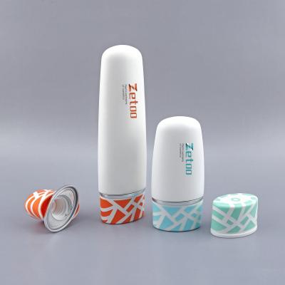 White Sunscreen Tube Packaging 50ml / 100ml Oval Cosmetic Tube With Center Dispensing Cap