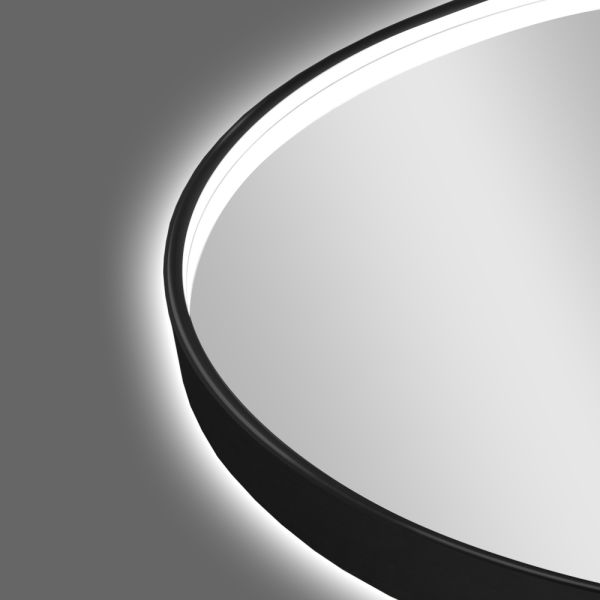 Luxury Circular Commercial Mirrors , Round Black Framed LED Bathroom Mirror