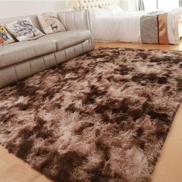 Brown Plush Tie-dyed Bedroom Area Rug Hotel Living Room Center Rectangle Carpet Customized Size