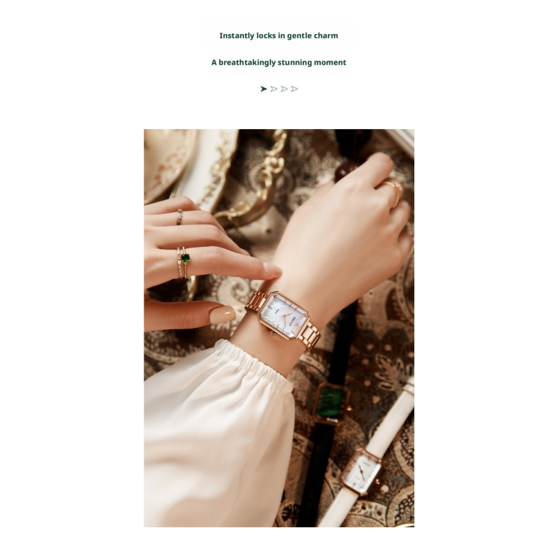 Square Mother Of Pearl Dial Ladies Quartz Watch Mesh Milanese Metal Strap 4 Colors Minimal Luxury Women Dress Wrist Watch Gift