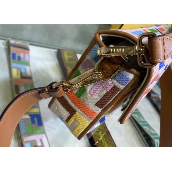 Women F Letters Pattern Denim Baguette Bag Embroidery Series