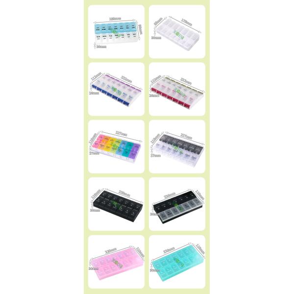 Envase portátil mensual de farmacia autoadhesivo con rejilla rasgada