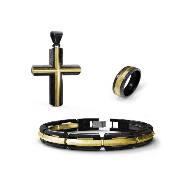 Jeux de bijoux en acier inoxydable pour hommes, bracelet et bague