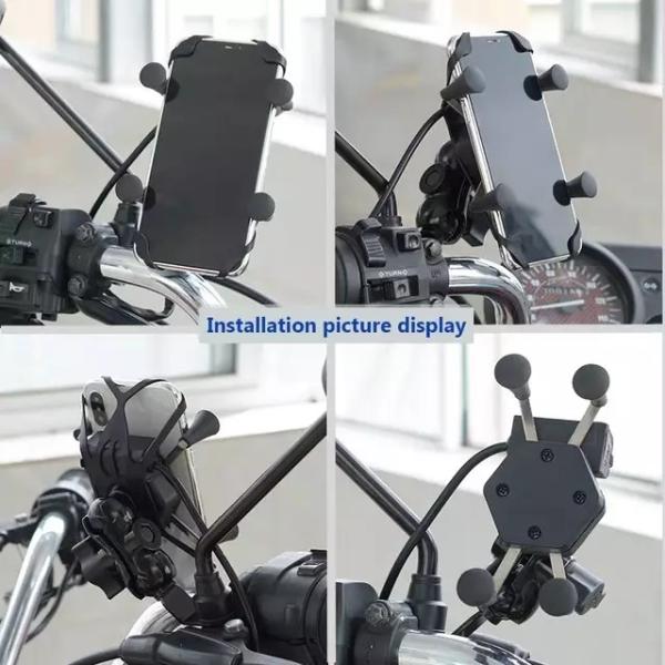 2A Fast Charging 6.5 Inch Motorcycle Phone Holder Waterproof With Usb