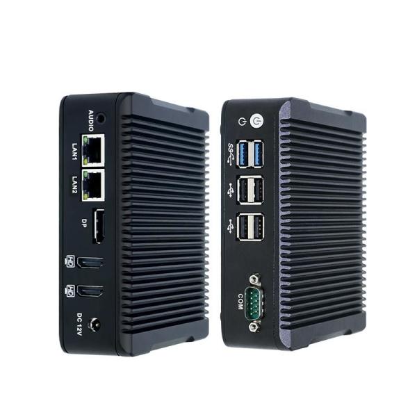 Nano-N5 Plus Industrial Mini PC with Quad Core J3710, Fanless Design, and Compact 134x126x38.5mm Size