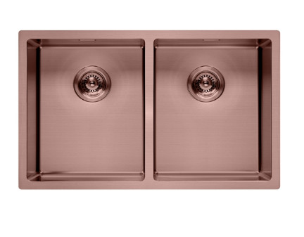 Rose Gold Double Bowl Double Drainer Sink Radius 10 Stainless Steel 304