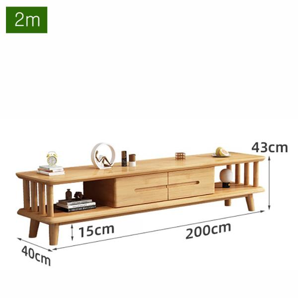 1.5m/1.8m/2m Solid Wood TV Stand, Living Room Cabinet with Storage Space, Floor