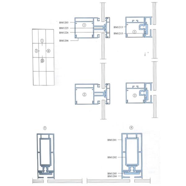 Анодированные системы, 6063-T5 золотистых/серебра алюминиевые ненесущей стены
