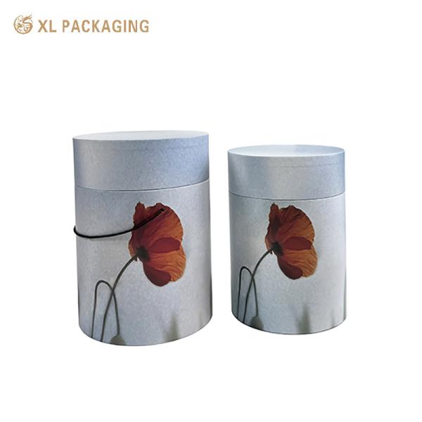 Embalaje XL Caja de embalaje personalizada Caja de cilindro personalizada de gran tamaño Caja de tubo de papel de flores Caja con mango para embalaje de té