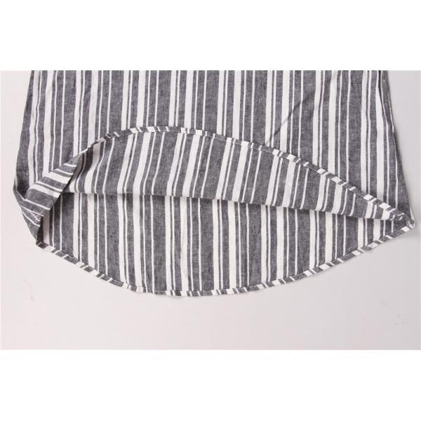 Summer Vertical Striped Women'S V Neck Vest 55% Linen 45% Rayon