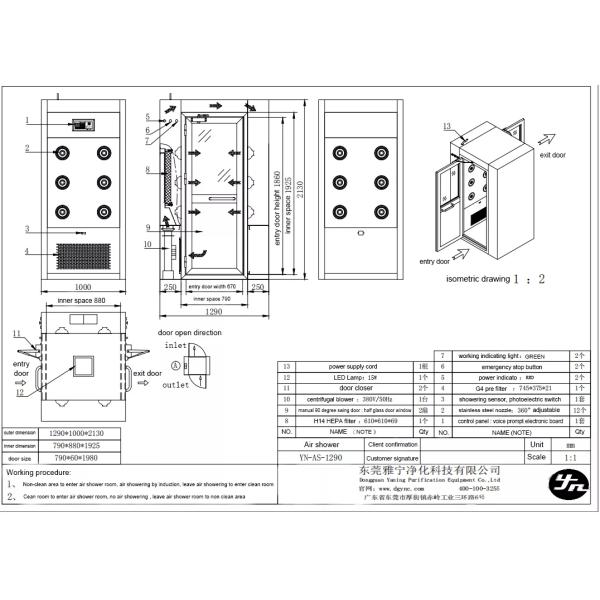 Ливень воздуха чистой комнаты фильтра H14 Hepa подгонял оборудование очищать