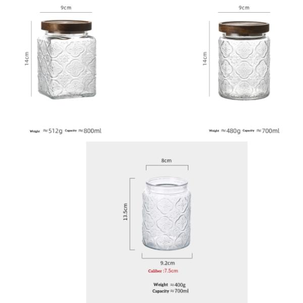 700ml 800ml 24 опарника Oz стеклянных с крышками для закусок 480g 512g