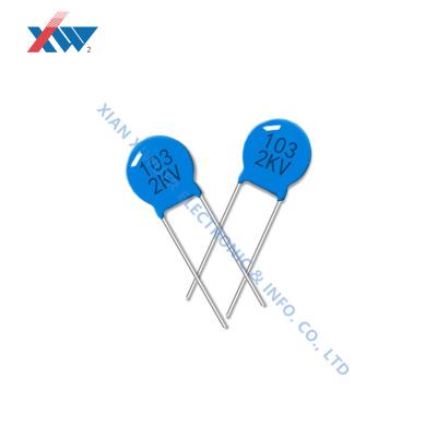Capacitor cerâmico de porcelana de alta tensão 103M/2KV 10NF 2000V P7,5MM Azul