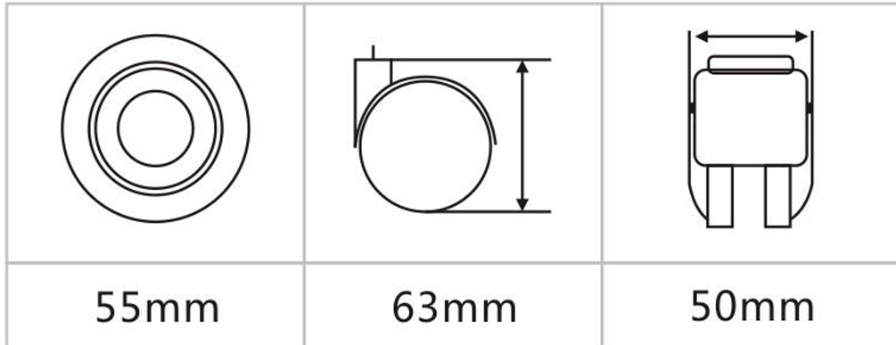 55mm Wheel WidthThreaded Stem Caster Wheels Light Duty Small Wheels Swivel  Furniture Office Chairs