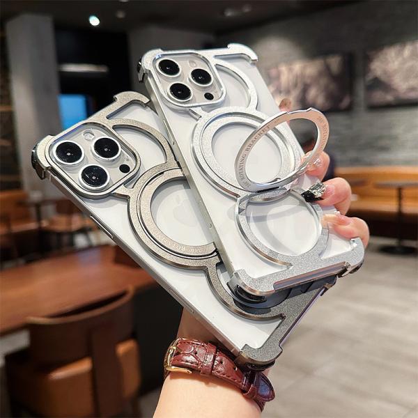 Apple 16 Mobile Phone Case Metal Magnetic IPhone17 Borderless 360 Degree Rotating Bracket 15p Full Cover Protective Cover