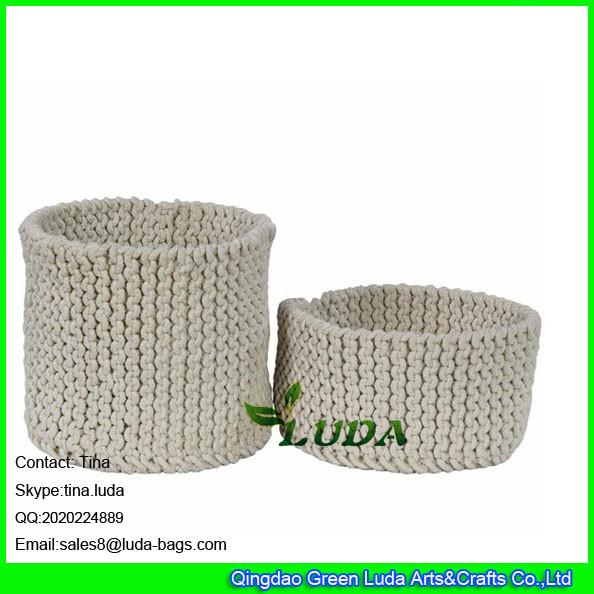 LDKZ-033  Pure color storage basket hand knitted home storage basket large laundry basket