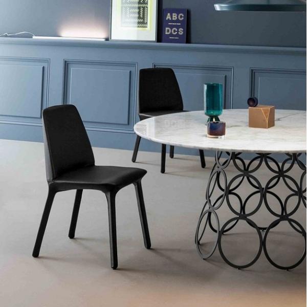 Bonaldo Flute Leather Fiberglass Dining Chair Designed By Mauro Lipparini
