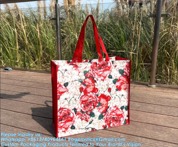 Advertise Tote Bag Customized Logo Large Capacity Rpet Laminated Tote Bag Fashion Shopping Bag Eco-Friendly Cartoon Non Woven Shopping Bag Lightweight Rept Tote Laminated Handled Bag