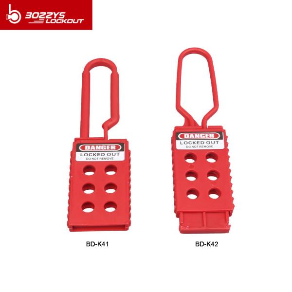 6 Padlocks Insulated Modified PP Lock Out Hasp Red Color
