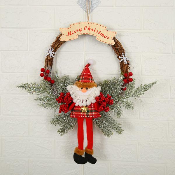 Plush Cloth and Plastic Christmas Pinecone Wreath for Outdoor Christmas Decorations