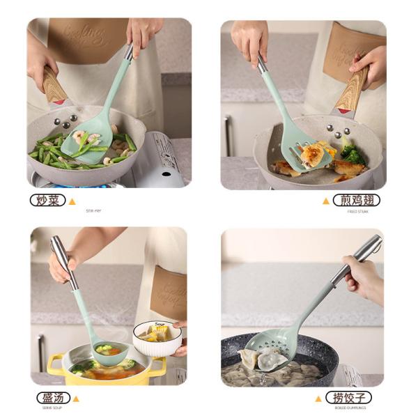 5Pcs Неприкасающиеся кухонные принадлежности Силиконовые кухонные принадлежности набор Силиконовые кухонные принадлежности Кухонные принадлежности Подарок с нержавеющей ручкой