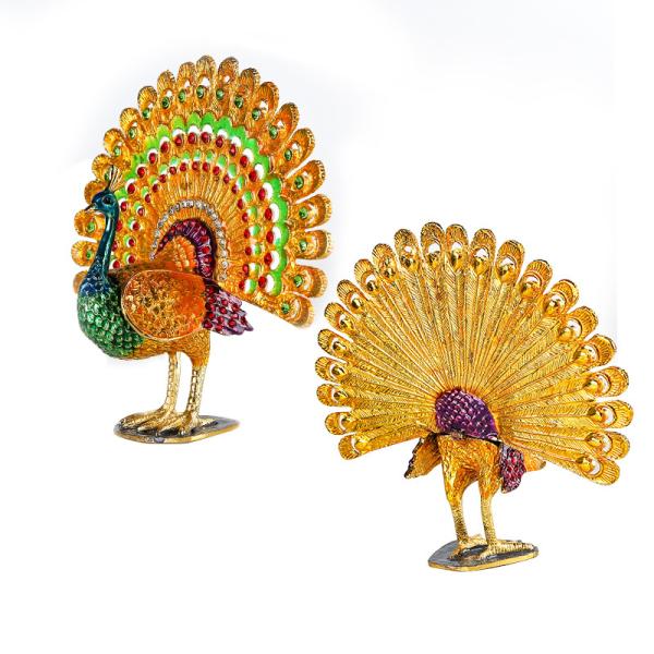 Peafowl Bird Ornaments Small Decorative Metal Knick Knacks Article Diamond-Set