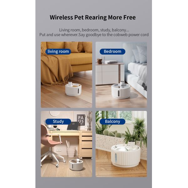 2.8L Intelligent Pet Water Dispenser for Cats and Dogs Smart Automatic Cat Fountain and Drinking Bowl Charge Power Source
