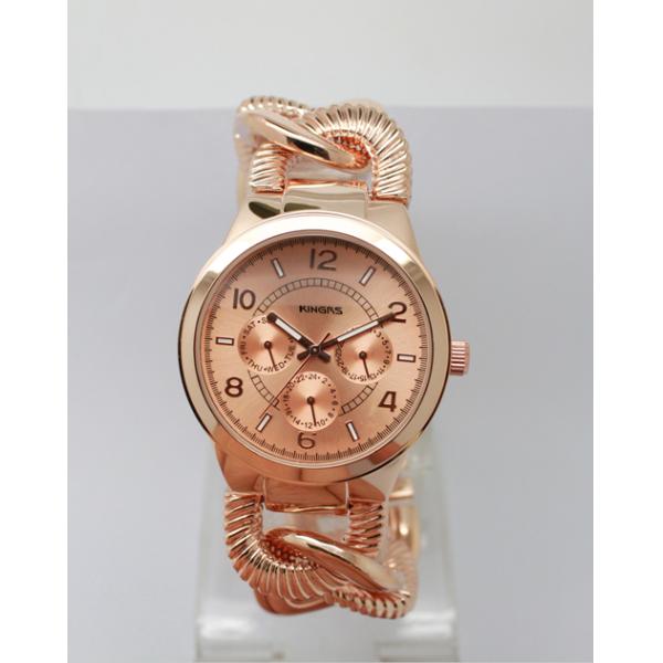 Rose Gold Alloy Wrist Watch 3 Atm Quartz Movement For Ladies