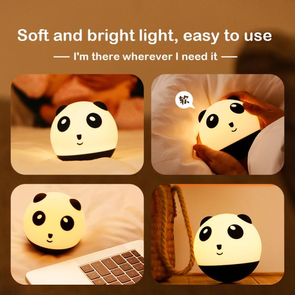 Creative Children's Soft Panda Night Light Eye Care Sleeping Bedroom Silicone LED Table Lamp