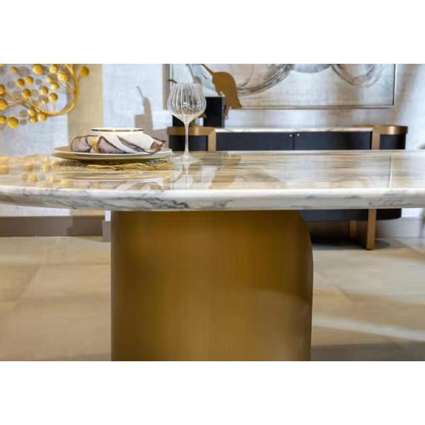 Luxury Italian Marble Dinner Table Customized Logo Stainless Steel Leg For Home Use