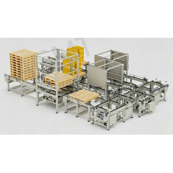 Heavy-Duty PLC Controlled Stainless Steel Pallet Conveyor System for Automated Pallet Handling