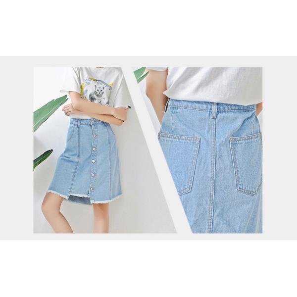 Summer Cool Casual Medium Length Slim Fit A Line Denim Skirt For Yound Ladies