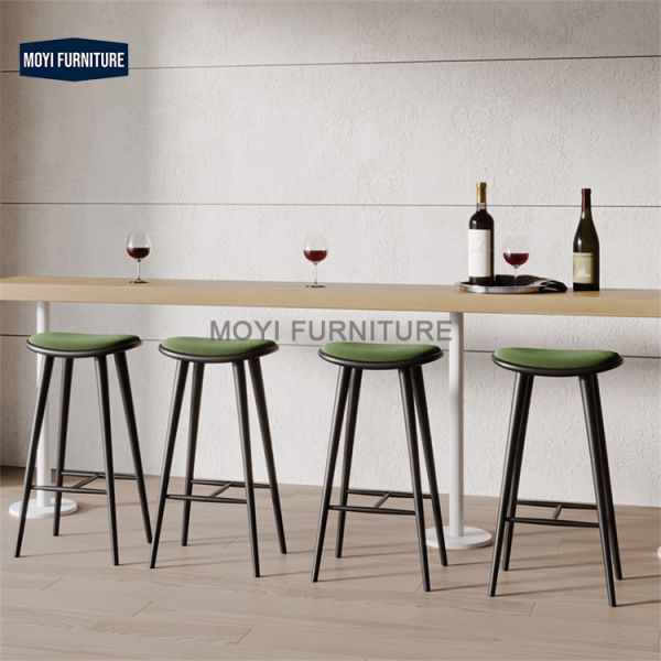 MOYI Nordic Modern Solid Wood Bar Stools with High-Legs Simple Home Island Restaurant Living Room Use Bar Chairs