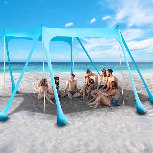 Outdoor Camping Beach Sunshade Sky Tent, Beach Canopy Tent Sun Shade, Gradient Beach Canopy, Stability Upgraded tent