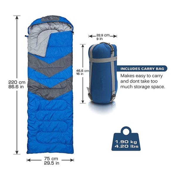 1.9kg Double Down 82.9x29.5in Camping Sleeping Bag