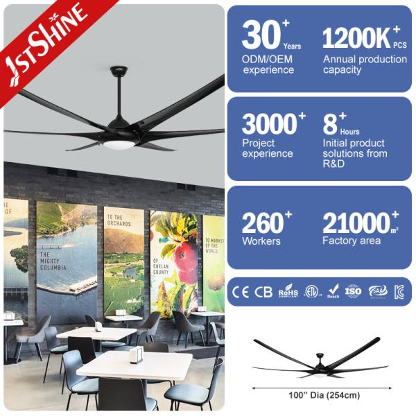 Remote Control 100 Inch Ceiling Fan with Lights and Black ABS Housing Energy Saving