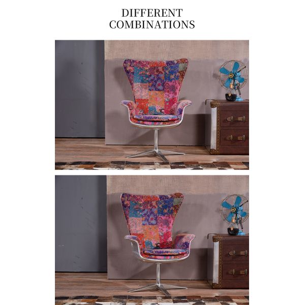 Nidea #8838 Industrial Style Single Egg Chair Red Wine  Bar New Office Living Room Bedroom Aluminum Leather Rivet Swivel Adjustable