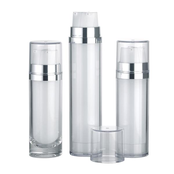 JL-LB314 White Dual Chamber Plastic Luxury Lotion Bottles With Double Actuator