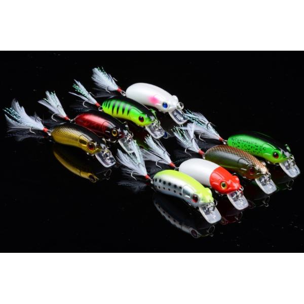 Рыболовный снаряд Приманка Миноу 6 см / 9,8 г Черный перьевой крюк ABS пластик