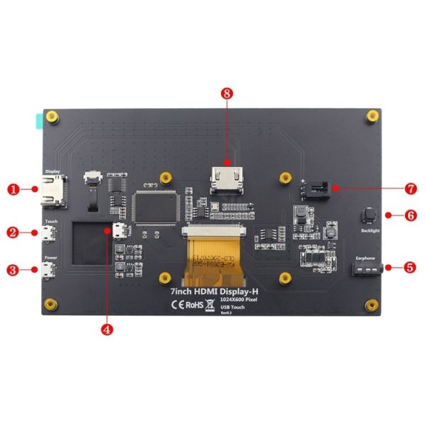 8 Inch HDMI Display 1280*800 Resolution 5 Point Capacitive TouchScreen