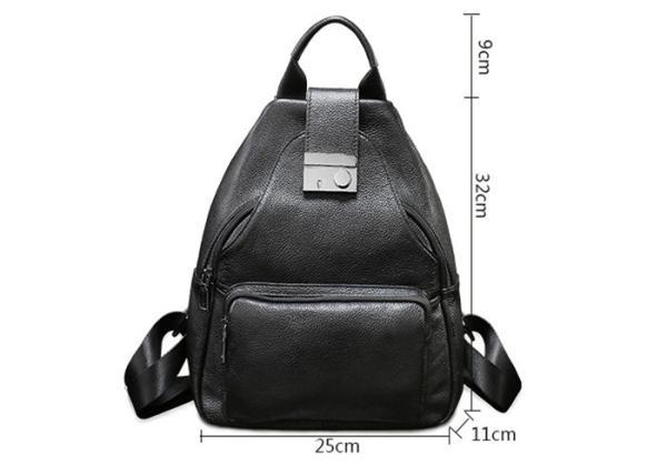 Casual Vintage Large Womens Backpack Bags , Lady Solid School Black Leather Rucksack